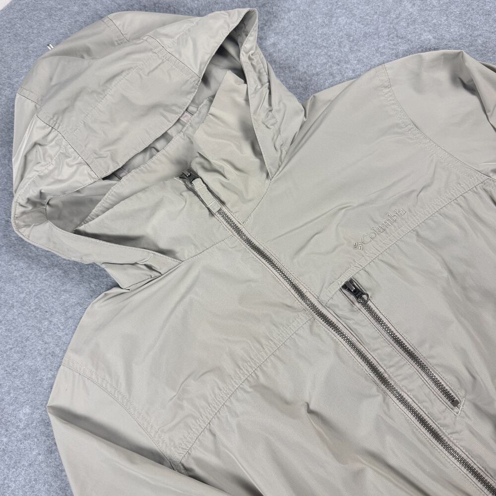 Columbia Suburbanizer Rain Jacket Flint Grey Hooded Cinch Waist Trench Women's L